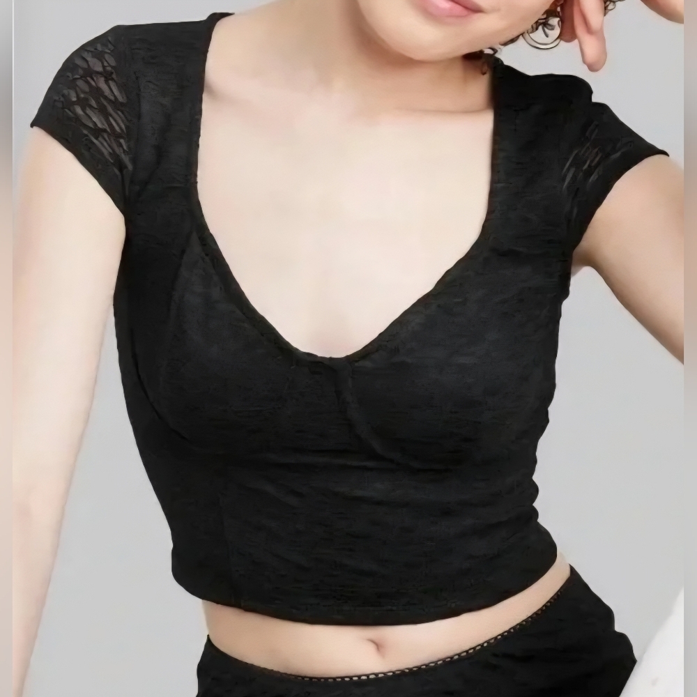 Wild Fable Black Textured Top NWT